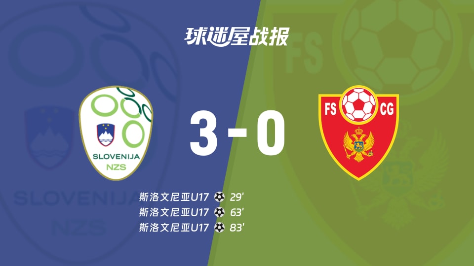 【国际友谊八月】斯洛文尼亚U17vs黑山U17比赛结果：斯洛文尼亚U17(3-0)黑山U17比分战报(2026年08月26日)