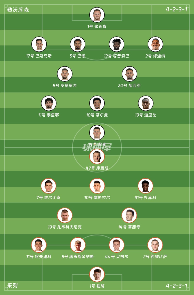 勒沃库森vs采列首发阵容