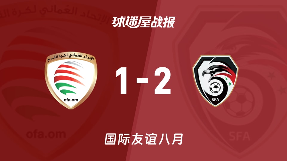 【国际友谊八月】阿曼U20vs叙利亚U20比赛结果:阿曼U20(1-2)叙利亚U20比分战报(2026年08月16日)