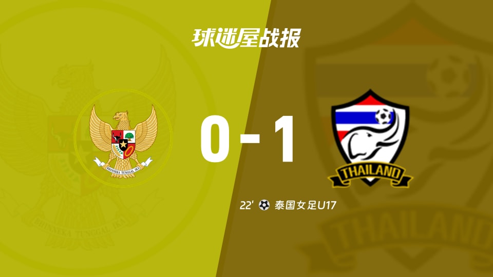 【国际友谊八月】印尼女足U17vs泰国女足U17比赛结果:印尼女足U17(0-1)泰国女足U17比分战报(2026年08月23日)
