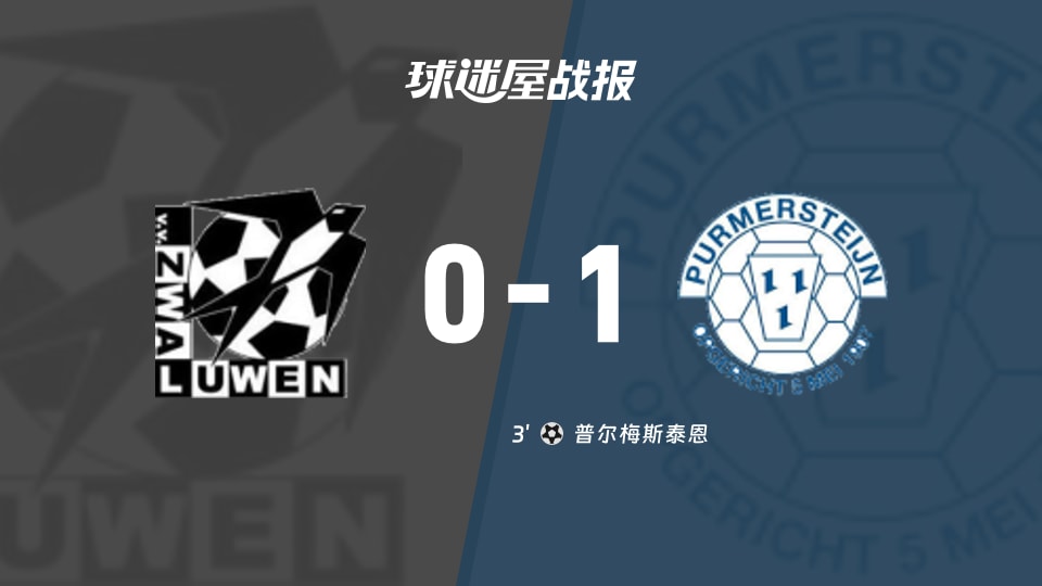 【荷兰杯预赛2】扎华路文vs普尔梅斯泰恩比赛结果:扎华路文(0-1)普尔梅斯泰恩比分战报(2026年09月24日)