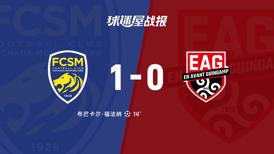 【法乙联赛第3轮】索肖vs甘冈比赛结果:索肖(1-0)甘冈比分战报(2026年08月22日)