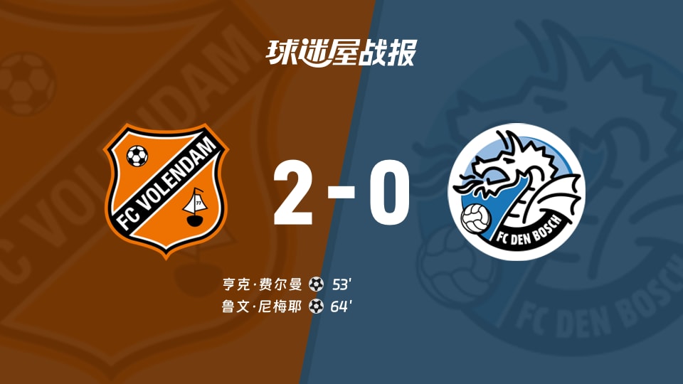 【荷乙联赛第6轮】福伦丹vs邓伯什比赛结果:福伦丹(2-0)邓伯什比分战报(2026年09月13日)