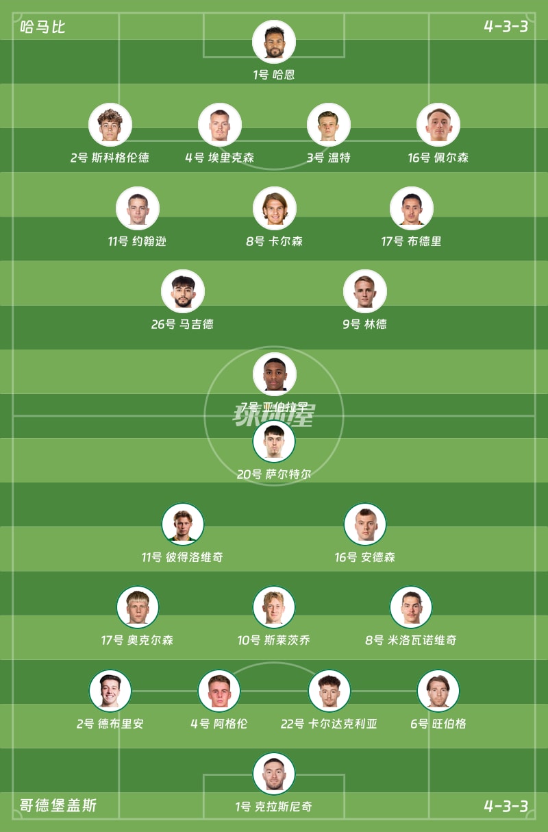 哈马比vs哥德堡盖斯首发阵容