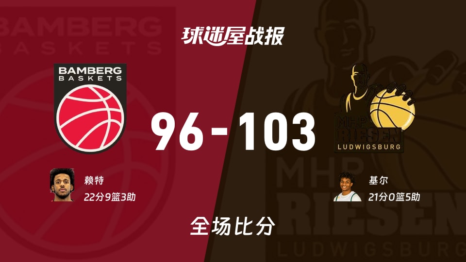 德篮甲保罗沙vs路德维希堡战报:96-103,基尔21+5