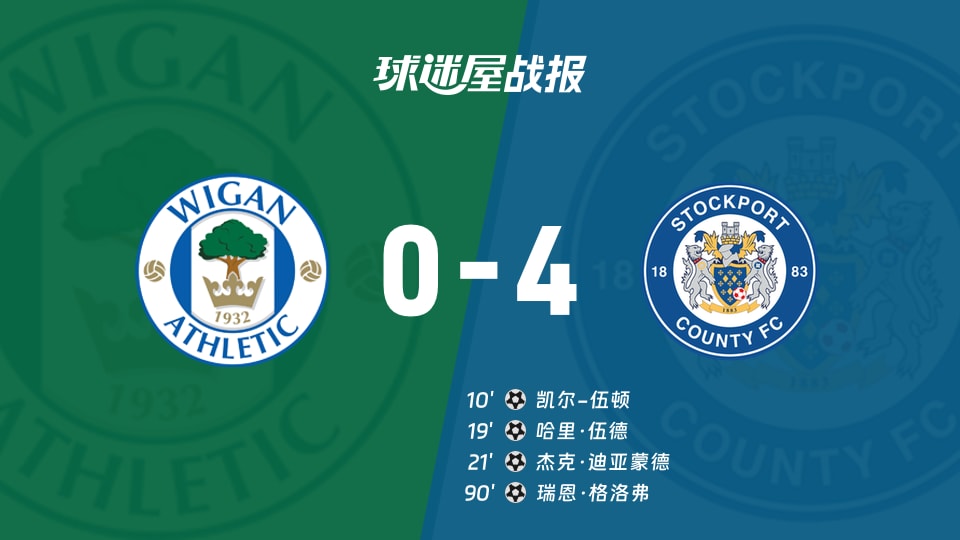 【英甲联赛第5轮】维冈竞技vs斯托克港比赛结果：维冈竞技(0-4)斯托克港比分战报(2026年09月05日)
