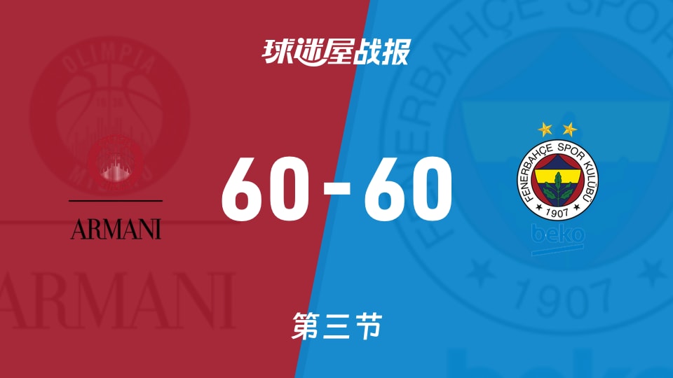 俱乐部友谊赛常规赛:三节结束,米兰奥林匹亚60-60费内巴切战平