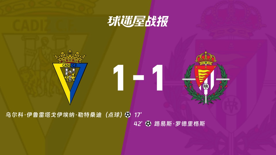【西乙联赛第3轮】加的斯vs巴拉多利德比赛结果:加的斯(1-1)巴拉多利德比分战报(2026年08月31日)