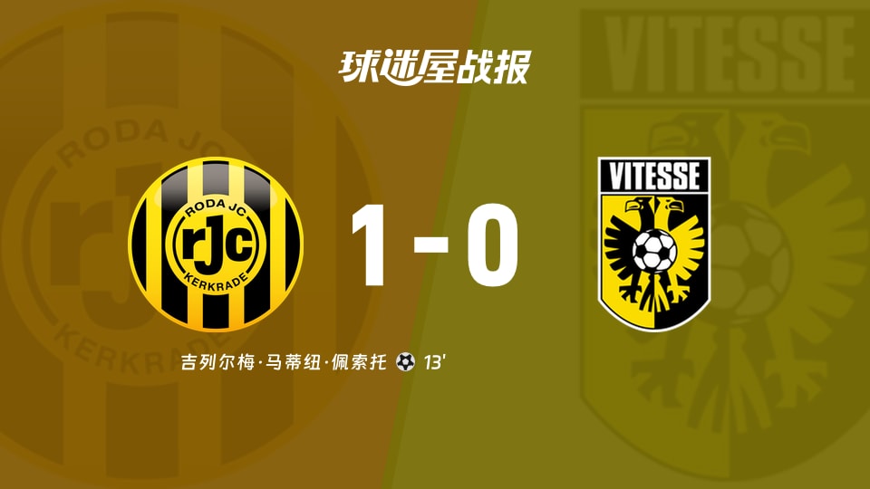 【荷乙联赛第6轮】罗达JCvs维特斯比赛结果:罗达JC(1-0)维特斯比分战报(2026年09月12日)