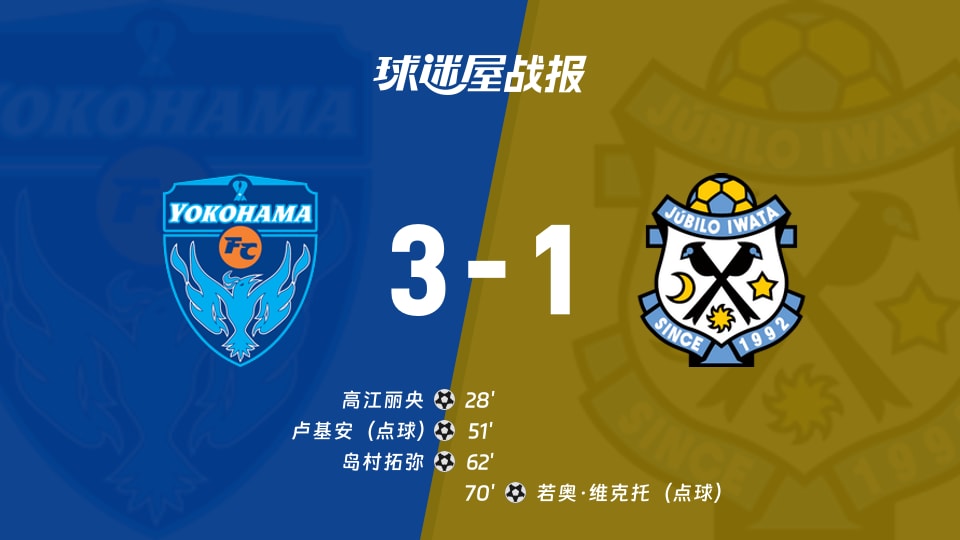 【日职乙联赛第2轮】横滨FCvs磐田喜悦比赛结果:横滨FC(3-1)磐田喜悦比分战报(2026年08月16日)