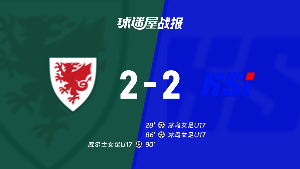 【国际友谊九月】威尔士女足U17vs冰岛女足U17比赛结果:威尔士女足U17(2-2)冰岛女足U17比分战报(2026年09月08日)
