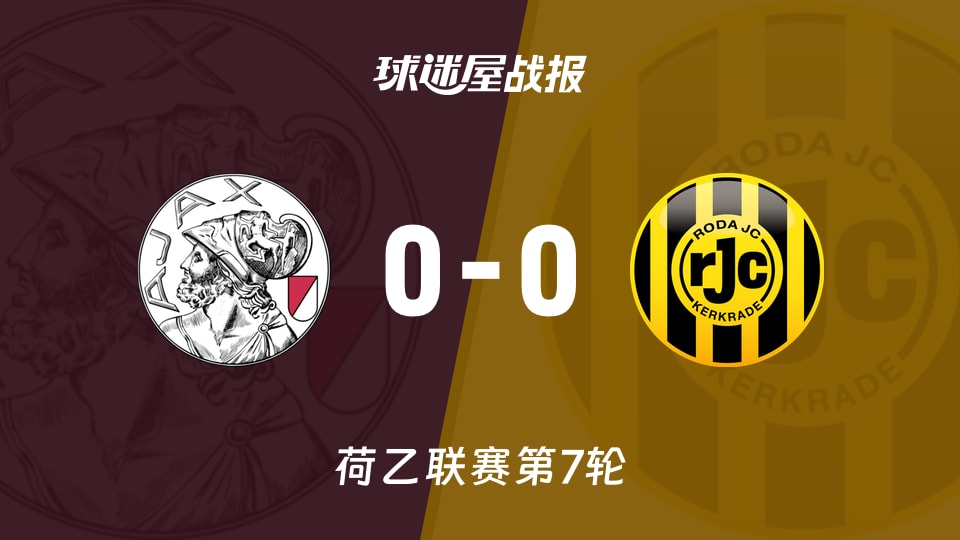 【荷乙联赛第7轮】阿贾克斯U21vs罗达JC比赛结果:阿贾克斯U21(0-0)罗达JC比分战报(2026年09月19日)