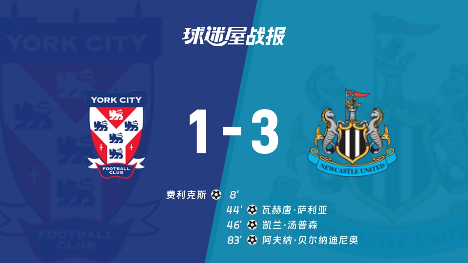 【英锦赛分组赛北】约克城vs纽卡斯尔联U21比赛结果:约克城(1-3)纽卡斯尔联U21比分战报(2026年09月16日)
