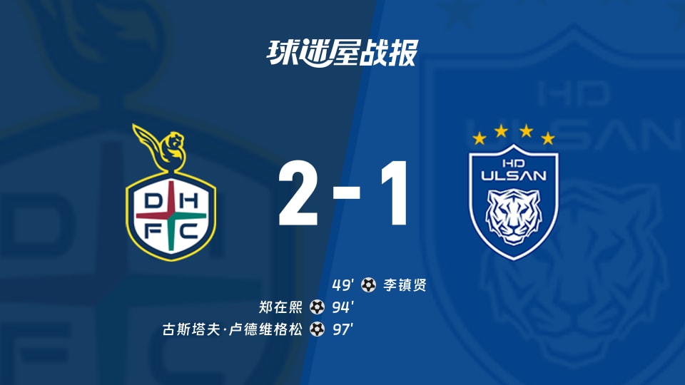 【韩K联联赛第25轮】大田市民vs蔚山HD比赛结果:大田市民(2-1)蔚山HD比分战报(2026年08月26日)