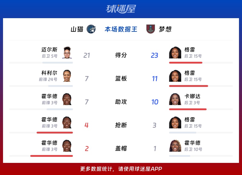 山猫vs梦想各项最佳