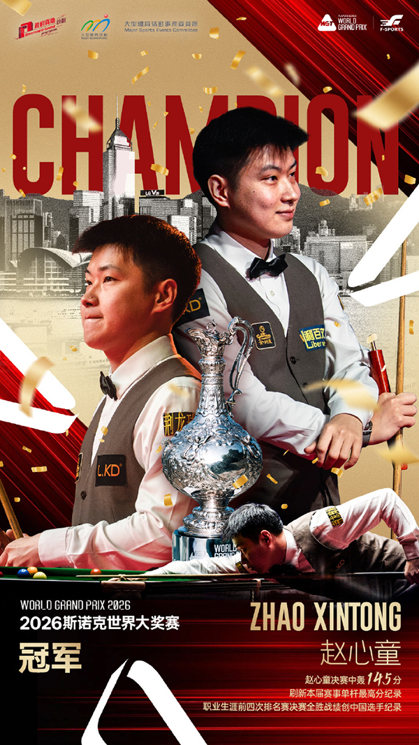 赵心童第二阶段发力10-6击败张安达 首夺斯诺克世界大奖赛冠军创历史