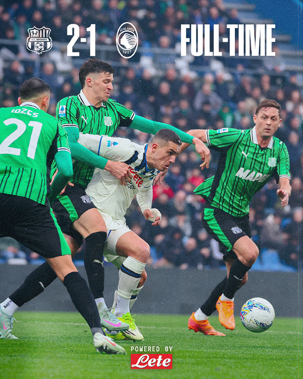 萨索洛2-1亚特兰大 十人萨索洛爆冷取胜 亚特兰大欧冠后遗症显现