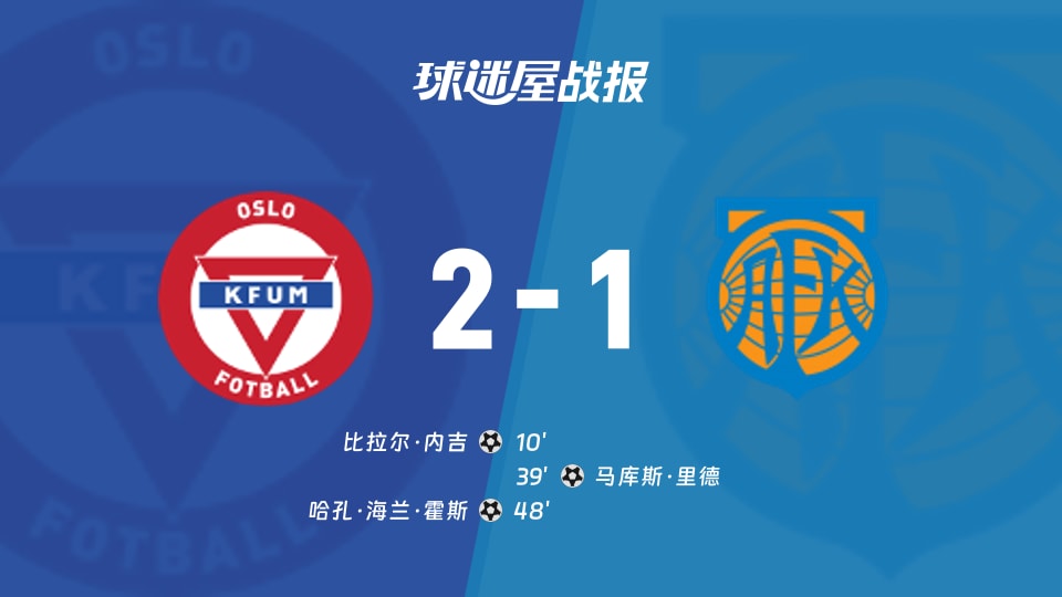 【挪超联赛第21轮】KFUM奥斯陆vs奥勒松比赛结果：KFUM奥斯陆(2-1)奥勒松比分战报(2026年09月13日)