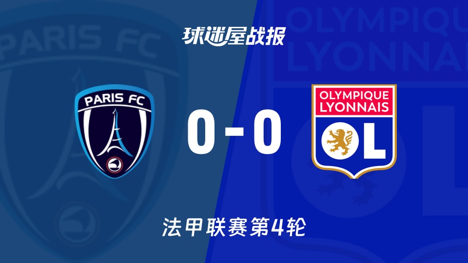 【法甲联赛第4轮】巴黎FCvs里昂比赛结果：巴黎FC(0-0)里昂比分战报(2026年09月13日)