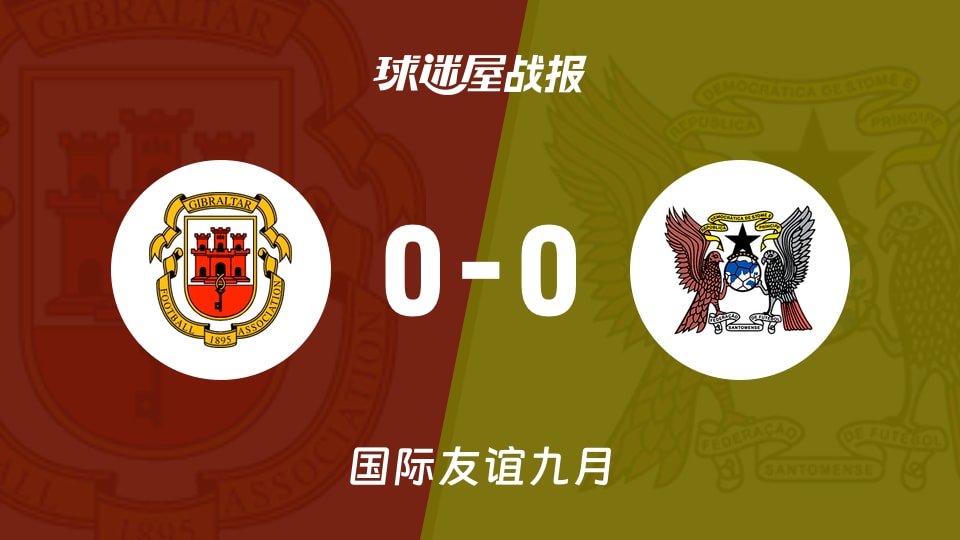 【国际友谊九月】直布罗陀vs圣多美和普林西比比赛结果:直布罗陀(0-0)圣多美和普林西比比分战报(2026年09月24日)