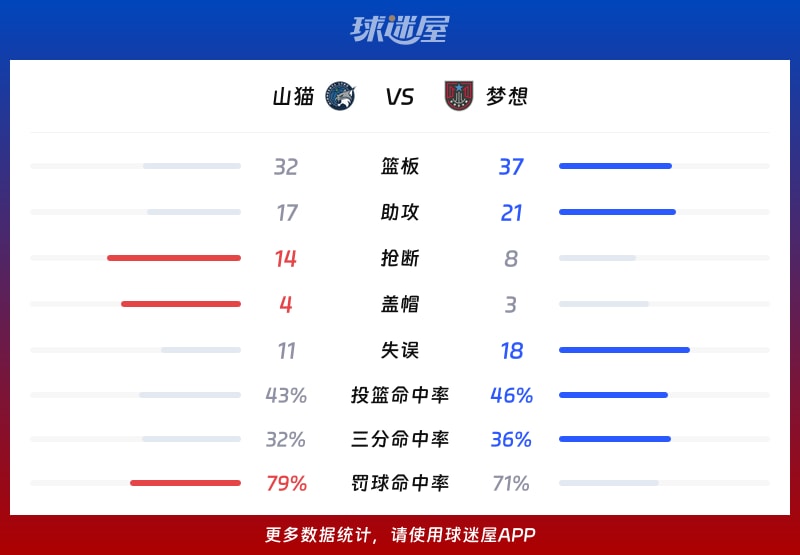 山猫vs梦想球队数据