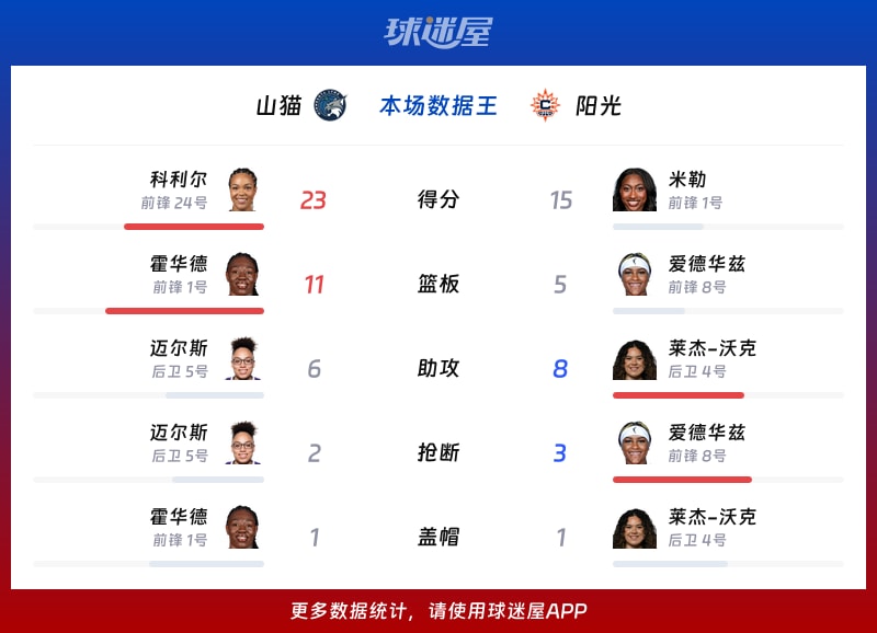 山猫vs阳光各项最佳