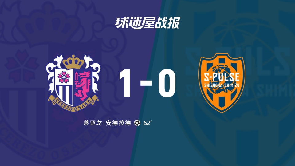 【日职联联赛第3轮】大阪樱花vs清水心跳比赛结果：大阪樱花(1-0)清水心跳比分战报(2026年08月22日)