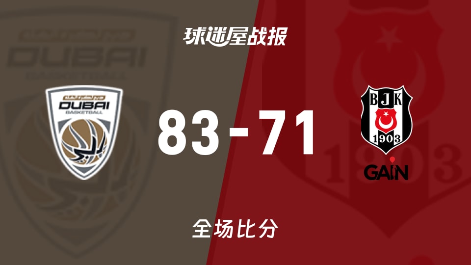 俱乐部友谊赛常规赛:迪拜以83-71战胜贝西克塔斯
