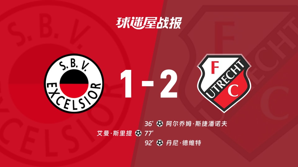 【荷甲联赛第6轮】SBV精英vs乌德勒支比赛结果:SBV精英(1-2)乌德勒支比分战报(2026年09月13日)