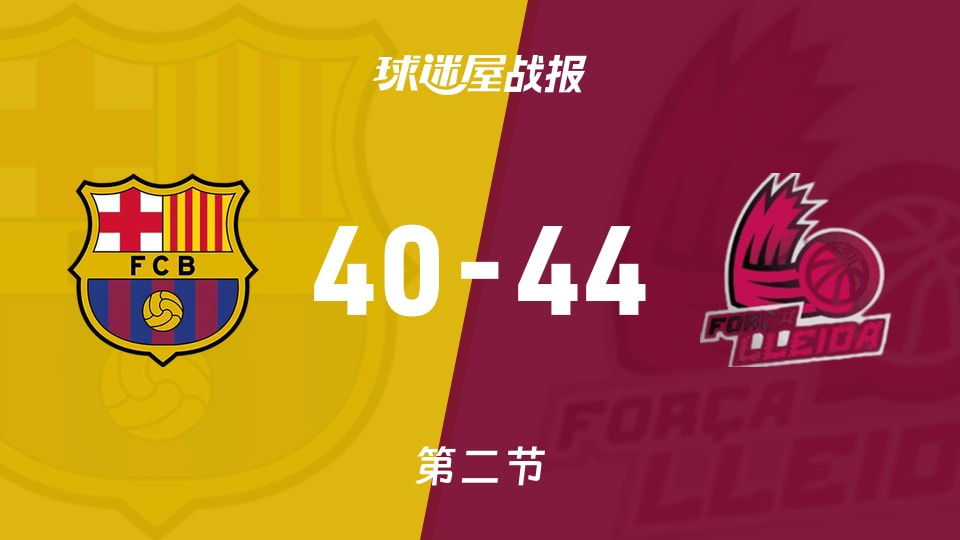 巴塞罗那vs莱里达：第二节完，巴塞罗那40-44莱里达