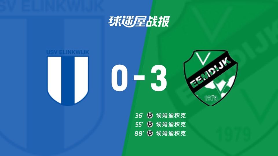 【荷兰杯预赛1】伊宁克维克vs埃姆迪积克比赛结果:伊宁克维克(0-3)埃姆迪积克比分战报(2026年09月02日)