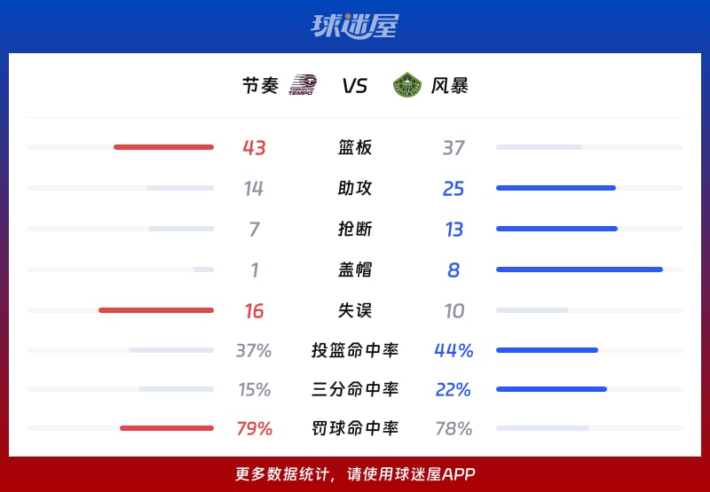 节奏vs风暴球队数据