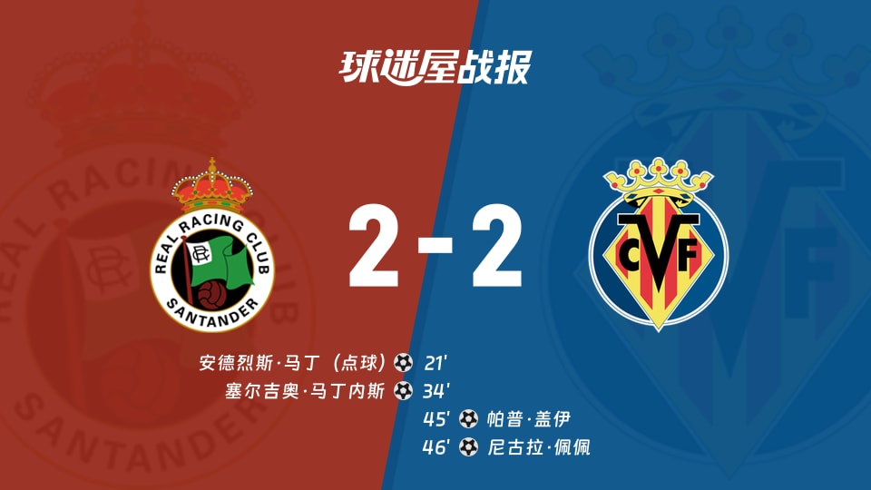 【西甲联赛第1轮】桑坦德竞技vs比利亚雷亚尔比赛结果:桑坦德竞技(2-2)比利亚雷亚尔比分战报(2026年08月16日)