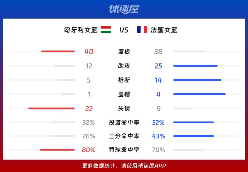 匈牙利女篮vs法国女篮球队数据