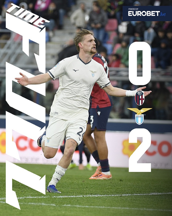 泰勒梅开二度！拉齐奥客场2-0完胜博洛尼亚，奥尔索利尼失点+联赛三连胜