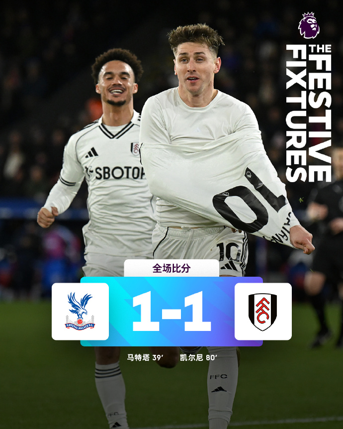 亨德森补时神扑难救主，水晶宫1-1富勒姆遭遇6场不胜